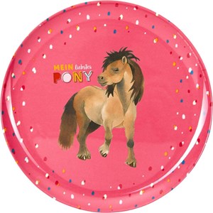 Assiette en mélamine motif cheval - roug