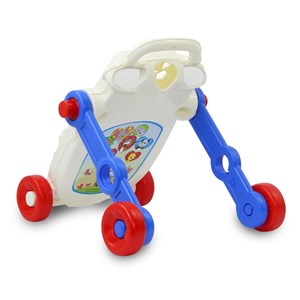 Trotteur premier pas beige bleu