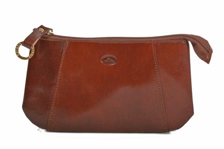 Trousse de maquillage en cuir de vachette collet katana k 353083 Camel