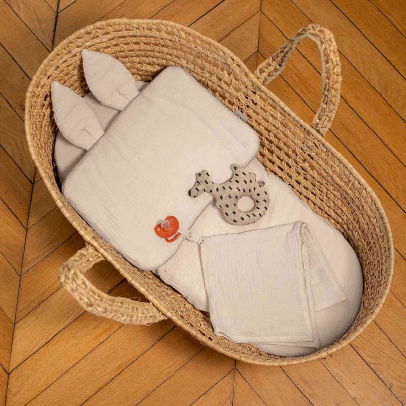Housse couffin ovale gaze coton jeanne (Sevira Kids) - Image 1