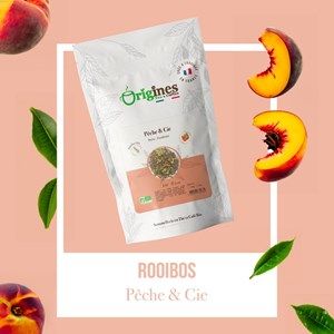 Pêche & cie - rooïbos bio pêche fruits rouges - sachet 100g