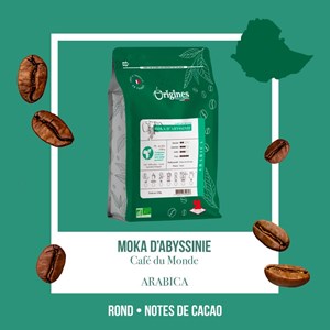 Café bio - moka d'abyssinie - pur arabica - grain 250g