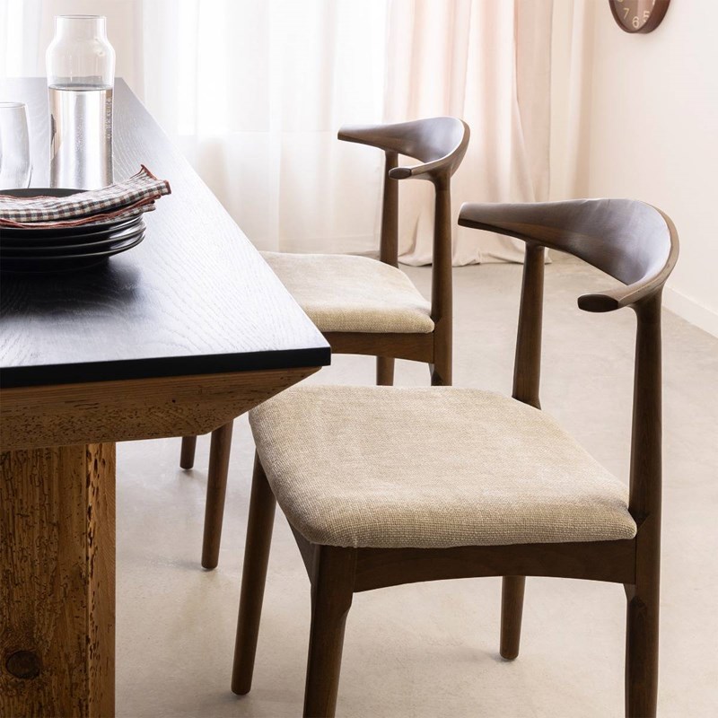 Made In Meubles - Chaise bois hêtre foncé aline (lot de 2)
