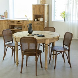 Chaise bois foncé et cannage