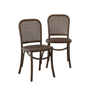 Chaise bois foncé et cannage