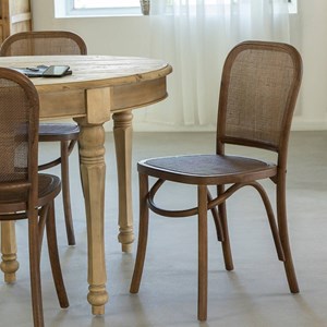 Chaise bois foncé et cannage