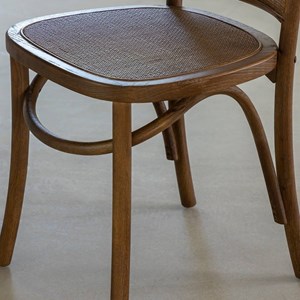 Chaise bois foncé et cannage