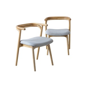 Chaise en bois d'orme et tissu gris