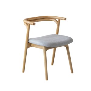 Chaise en bois d'orme et tissu gris