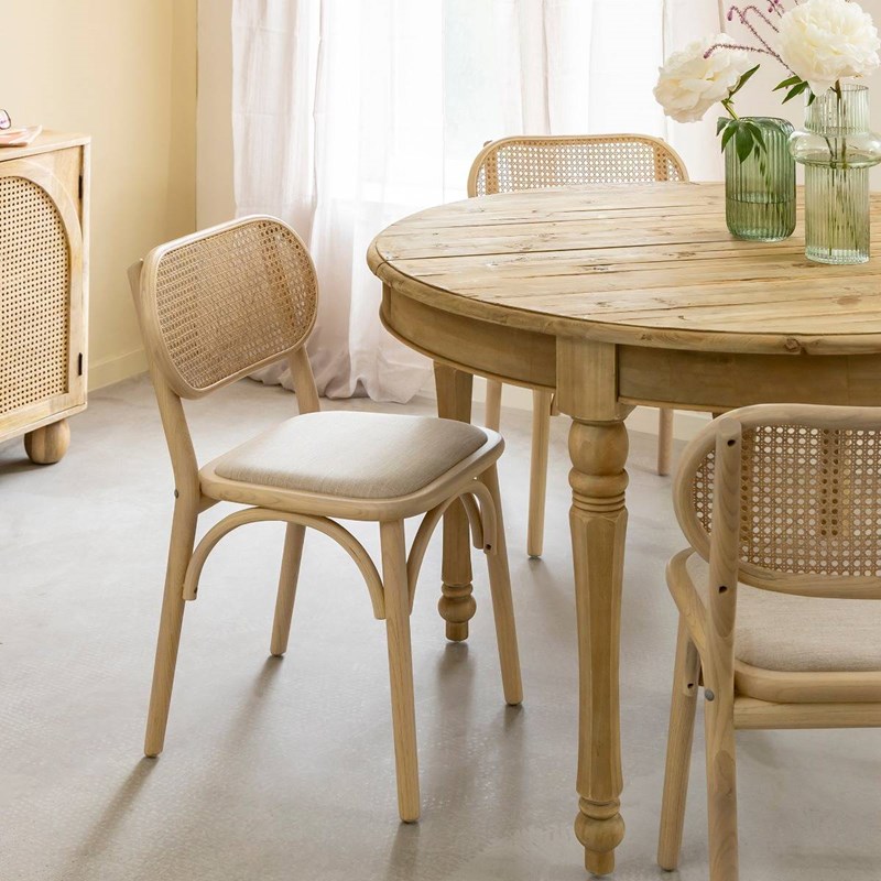 Chaise orme clair et cannage (lot de 2)