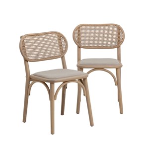 Chaise orme clair et cannage (lot de 2)