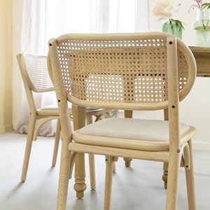 Chaise orme clair et cannage (lot de 2)