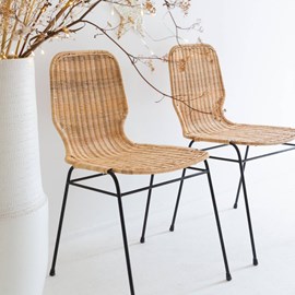 Chaise en métal et rotin (lot de 2)