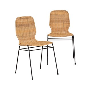 Chaise en métal et rotin (lot de 2)