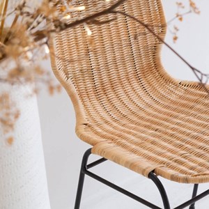 Chaise en métal et rotin (lot de 2)