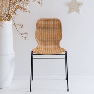 Chaise en métal et rotin (lot de 2)