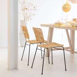 Chaise en rotin et en métal (lot de 2)