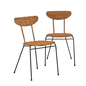 Chaise en rotin et en métal (lot de 2)