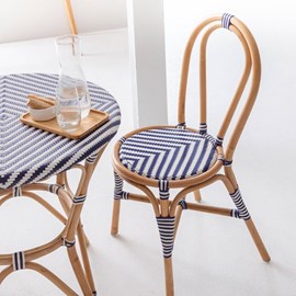 Chaise bistrot en rotin bleue (lot de 2)