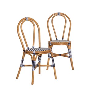 Chaise bistrot en rotin bleue (lot de 2)
