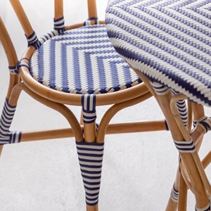Chaise bistrot en rotin bleue (lot de 2)