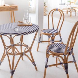 Chaise bistrot en rotin bleue (lot de 2)