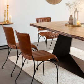 Chaise en cuir marron (lot de 2)