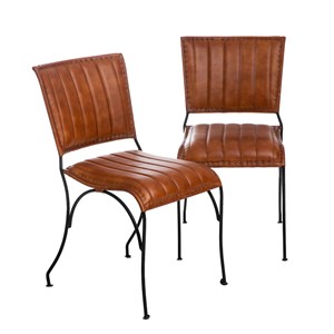 Chaise en cuir marron (lot de 2)