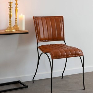 Chaise en cuir marron (lot de 2)