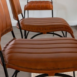 Chaise en cuir marron (lot de 2)