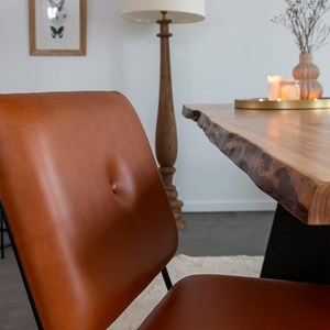 Chaise cuir marron et métal (lot de 2)