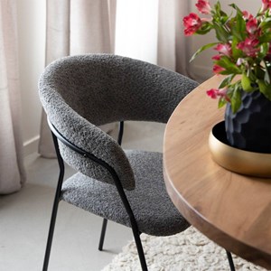 Chaise tissu bouclette grise kanoa