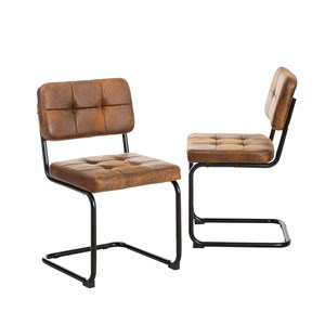 Chaise cantilever en microfibre marron (lot de 2)