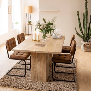 Chaise cantilever en microfibre marron (lot de 2)