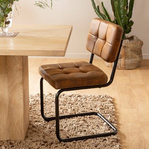 Chaise cantilever en microfibre marron (lot de 2)