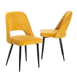 Chaise en velours moutarde rumba (lot de 2)