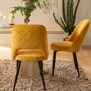 Chaise en velours moutarde rumba (lot de 2)