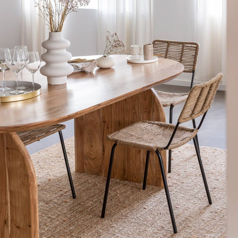 Made In Meubles - Chaise en métal et jute naturel