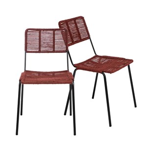 Chaise en métal et jute rouge emilia