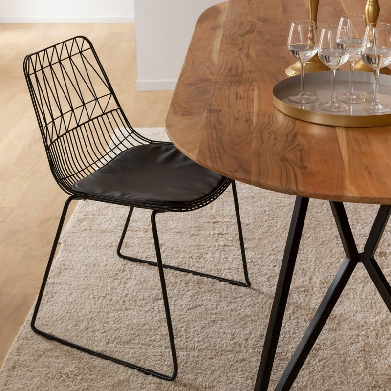 Chaise design en métal noir (lot de 2)