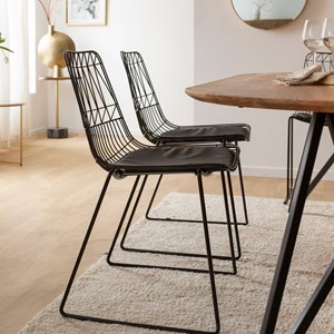 Chaise design en métal noir (lot de 2)