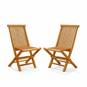 Teck lot de 2 chaises pliantes jardin teck massif brut