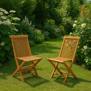 Teck lot de 2 chaises pliantes jardin teck massif brut