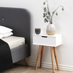 Lokka, table de chevet scandinave blanc