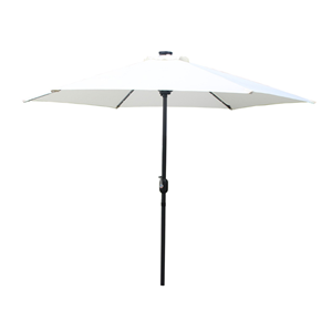 Amalfi - parasol circulaire 2.7m droit avec led écru en aluminium