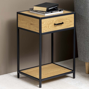 Factory lot de 2 tables de chevet avec tiroir bois et métal