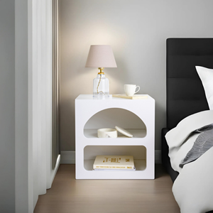 Amal - table de chevet avec niches blanc