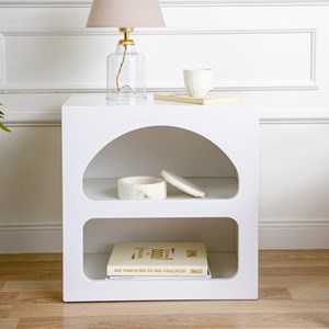 Amal table de chevet avec niches blanc