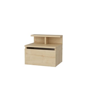 Visby table de chevet murale bois avec tiroir et étagère