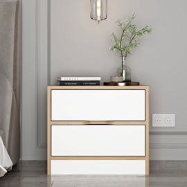 Molde table de chevet bois et blanc 2 tiroirs
